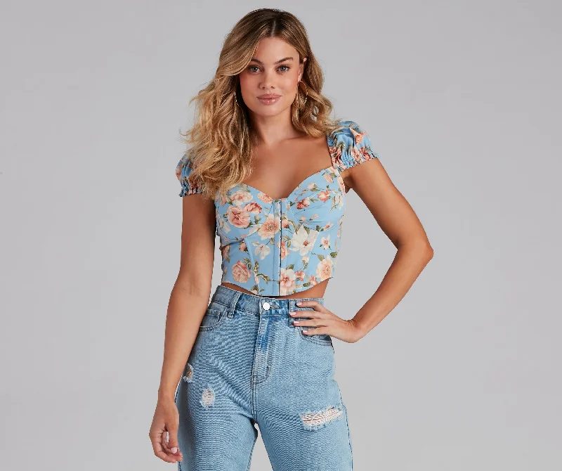 Floral Bliss Poplin Corset Top