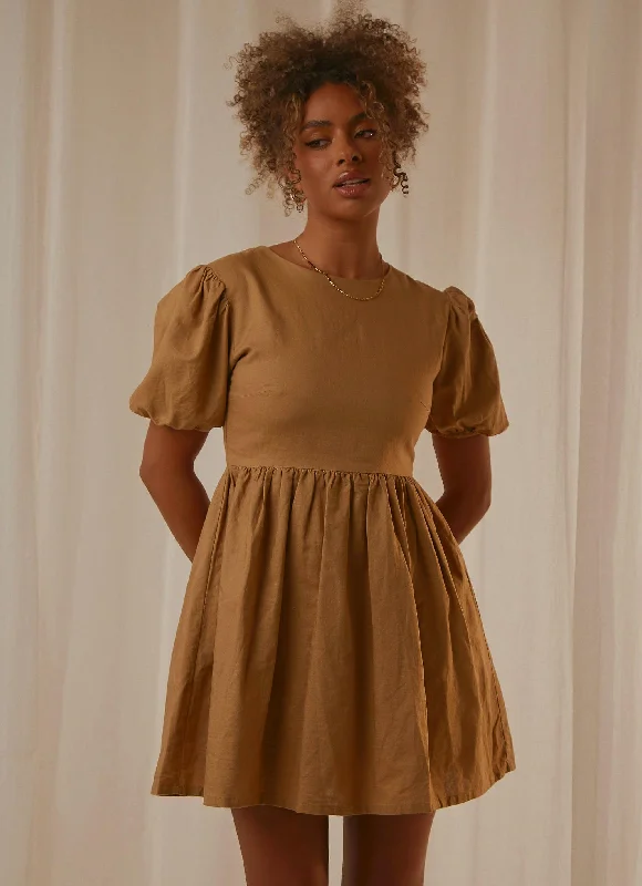 Nima Linen Mini Dress - Oak