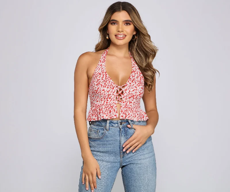 Pep Of Florals Peplum Top