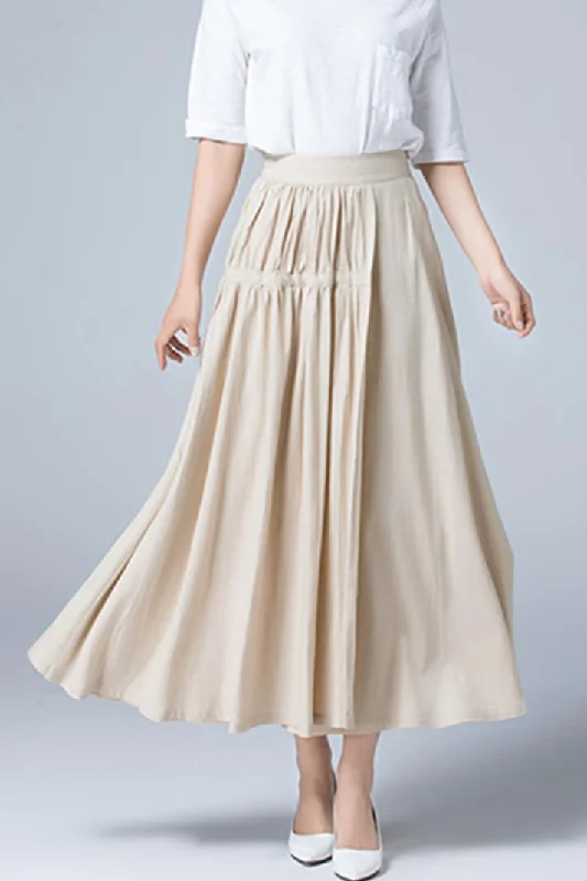 Pleated detail maxi linen skrit 1782#