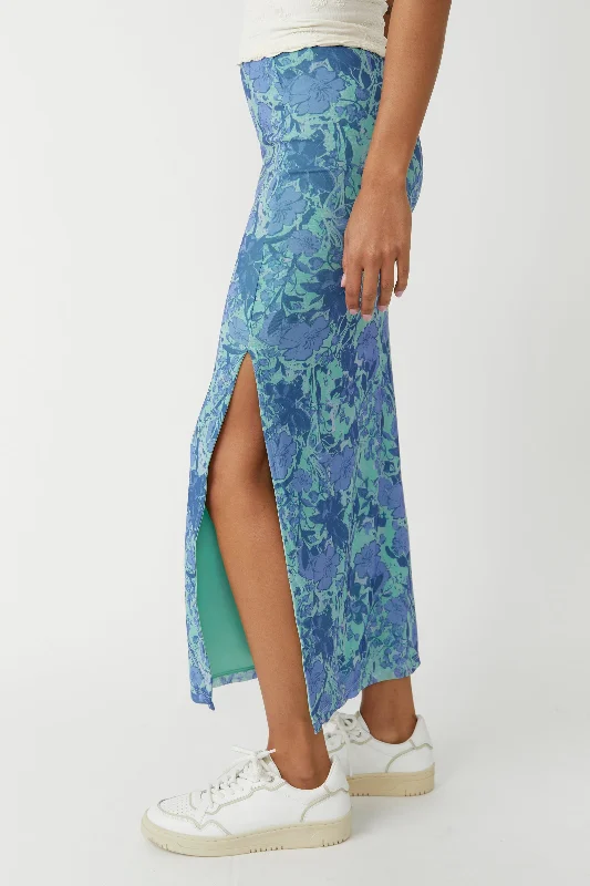 Rosalie Mesh Midi Skirt Teal Combo