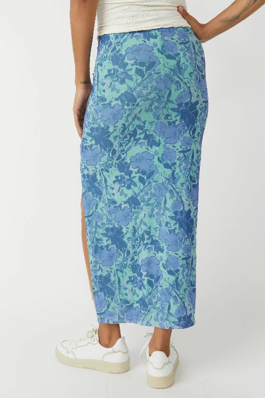 Rosalie Mesh Midi Skirt Teal Combo