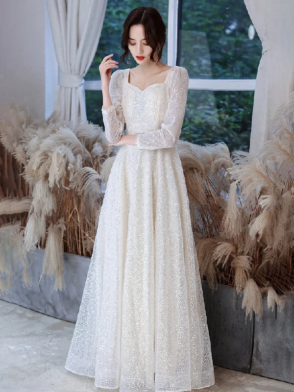 FashionSierra - A-line Prom Dress Long-sleeve Women Party Dresses