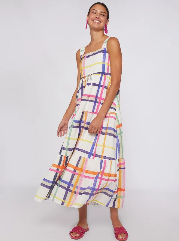 Elisa Dress in Watercolor Check Print