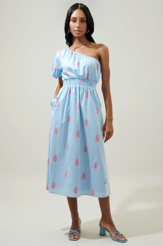 Gelato Floral Bridgette One Shoulder Midi Dress