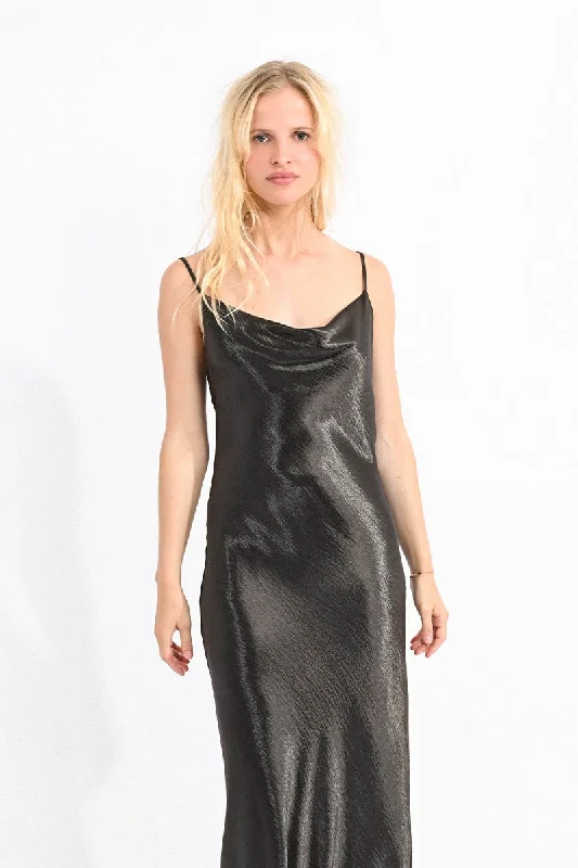 Molly Bracken Cowl Neck Gunmetal Dress