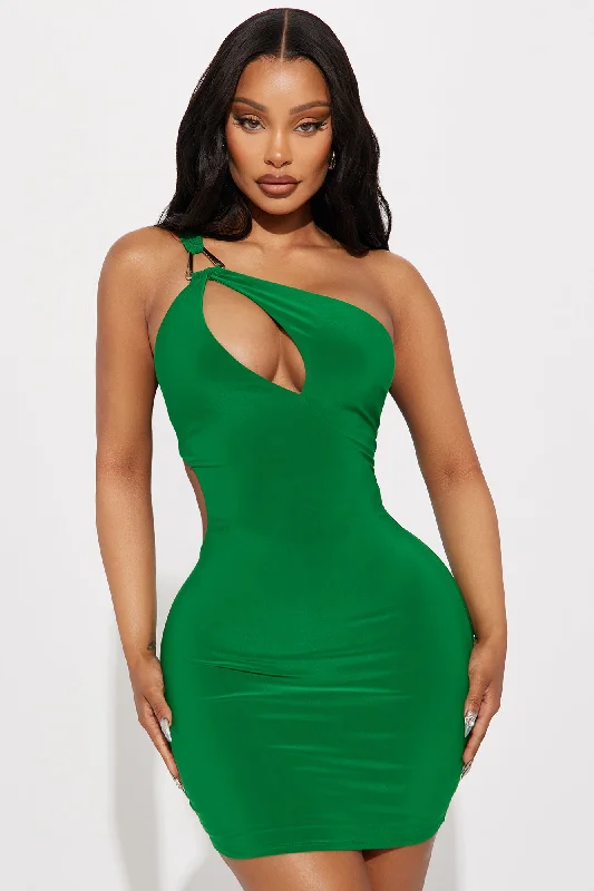 Ollia One Shoulder Mini Dress - Kelly Green