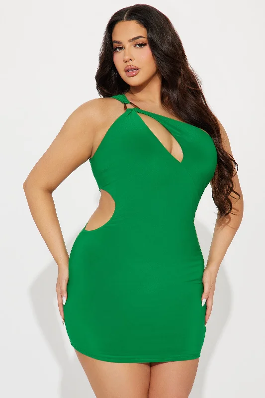 Ollia One Shoulder Mini Dress - Kelly Green