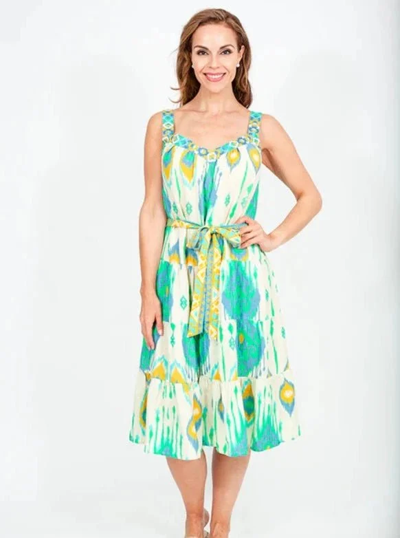 Strap Tier Midi in Lime Ikat