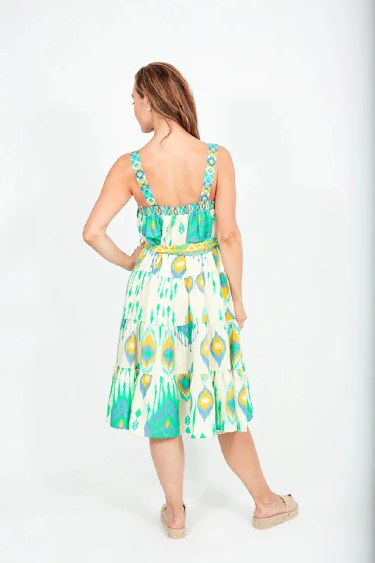 Strap Tier Midi in Lime Ikat