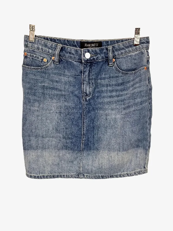 Jeans West Straight Mid-blue Denim Mini Skirt Size 10