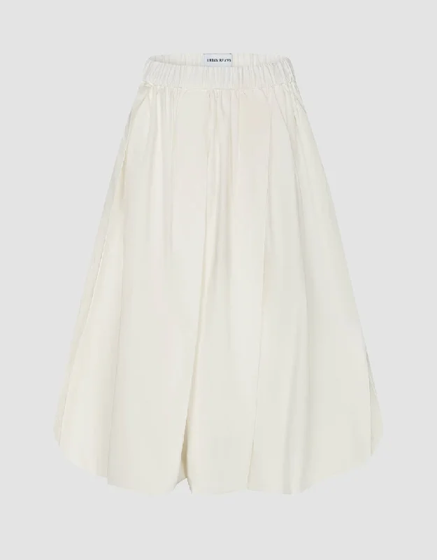 Elastic Waist Midi A-Line Skirt