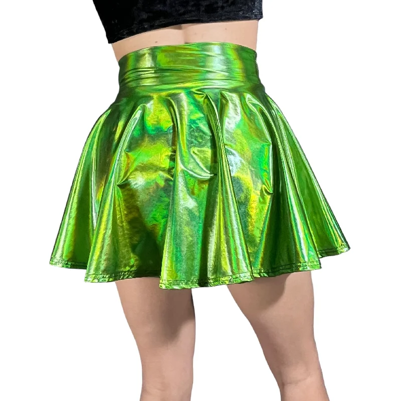 Skater Skirt - Dark Lime Holographic