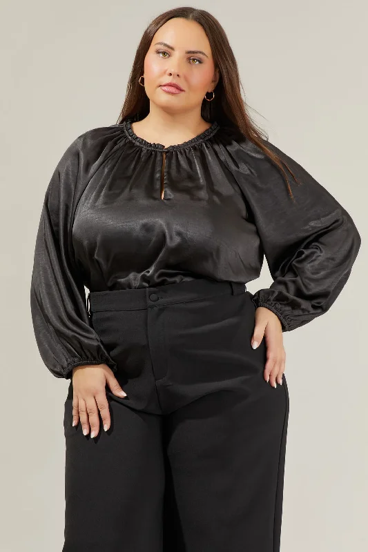 Alcazar Raglan Sleeve Satin Blouse Curve