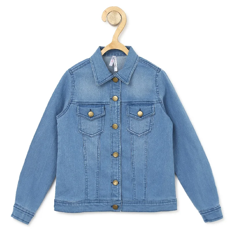 Girl's Ice Blue Denim Jacket - StyleStone Kid