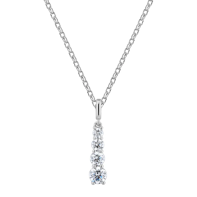 Fancy pendant with 0.62 carats* of diamond simulants in 10 carat white gold