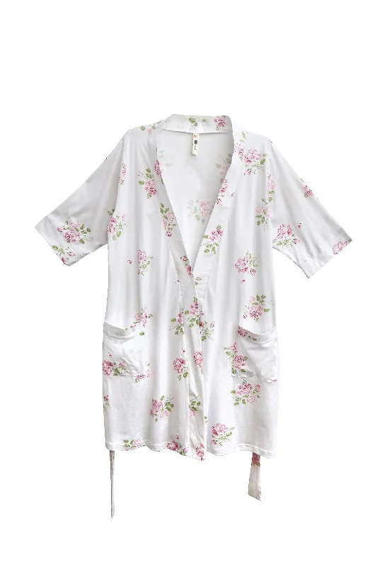 Floral Printed Cotton Knit Robe - Plus Size