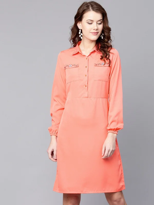 Women's Embroidered Shirt Dress - Pannkh