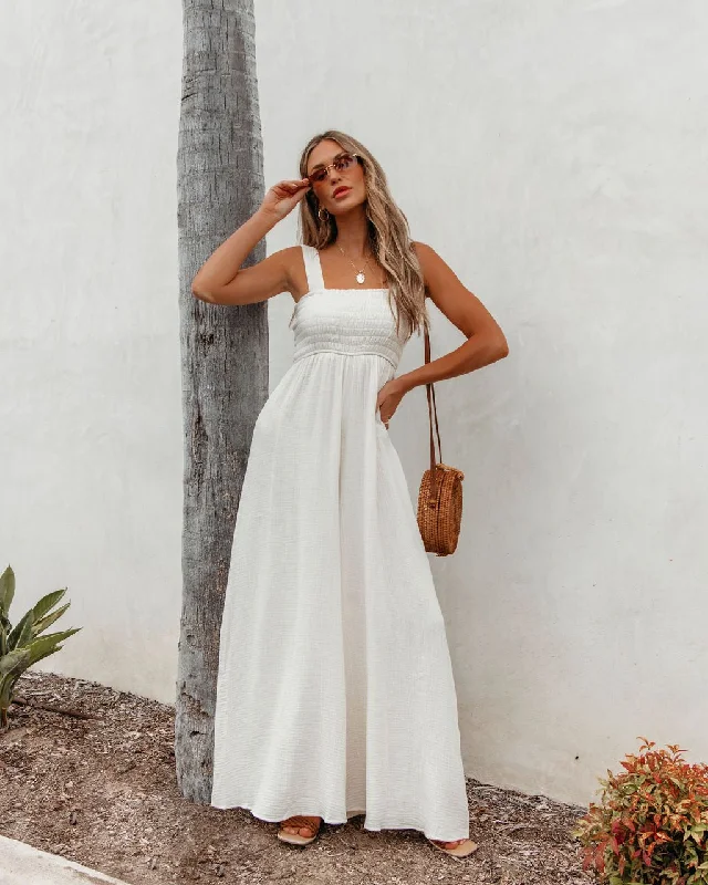 Ivory Smocked Wide Leg Jumpsuit - FINAL SALE