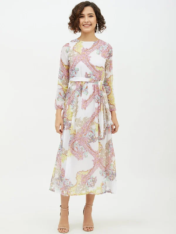 Women's Multi coloured Printed Long dress - StyleStone